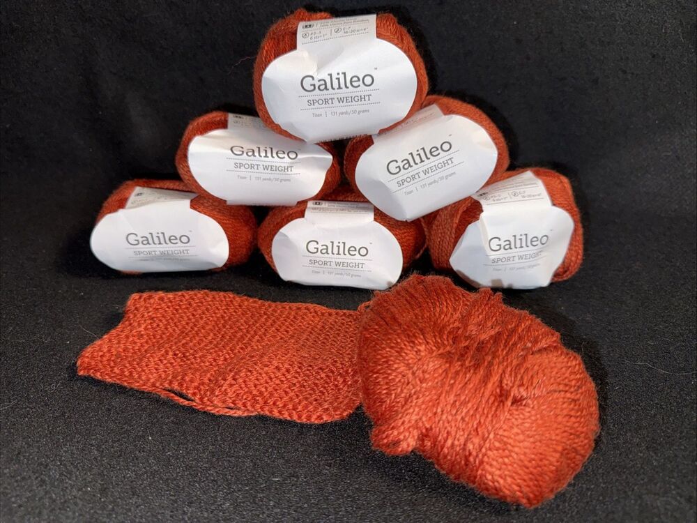 Knit Picks Yarn Galileo 6 Skeins Sport Weight Wool Viscose Bamboo Burnt Orange